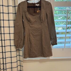 RIHOAS Brown Plaid Long Sleeve Dress
